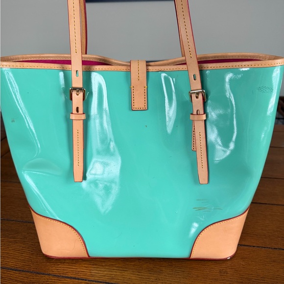 Dooney & Bourke Seafoam and Tan Leather Tote Bag - Picture 2 of 9